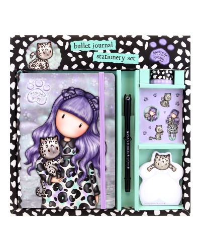 Ensemble de Papeterie Gorjuss Smitten kitten Violet Noir Blanc