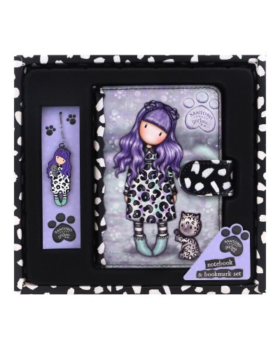 Stationery Set Gorjuss Smitten kitten Purple Black White
