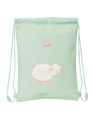 Bolsa Mochila con Cuerdas Safta Ovejita Verde (26 x 34 x 1 cm)