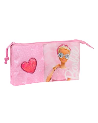 Pennenetui met 3 vakken Barbie Girl Roze 22 x 12 x 3 cm