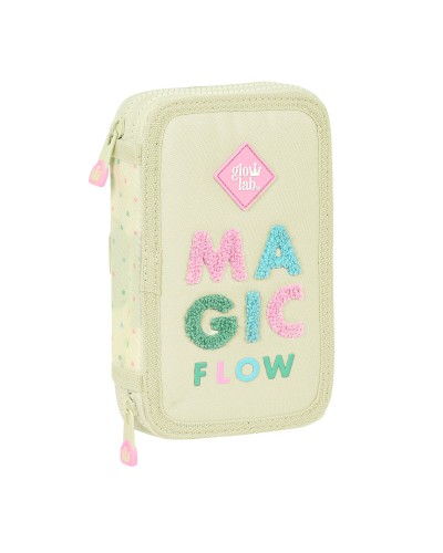 Trousse Scolaire avec Accessoires Glow Lab Magic flow Beige 12.5 x 19.5 x 4 cm (28 Pièces)
