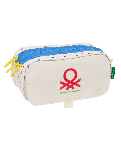 Portatodo Triple Benetton Topitos Blanco (21,5 x 10 x 8 cm)