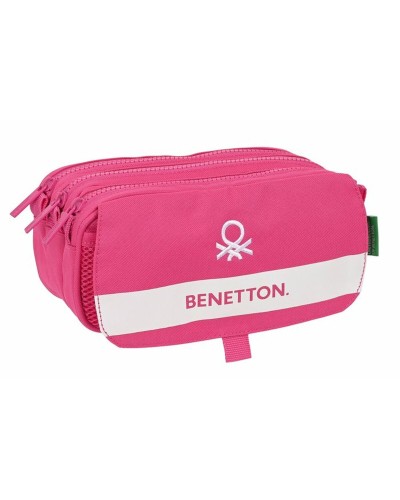 Trousse Fourre-Tout Triple Benetton Raspberry 21,5 x 10 x 8 cm Fuchsia