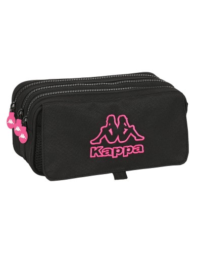 Trousse Fourre-Tout Triple Kappa Black and pink Noir (21,5 x 10 x 8 cm)