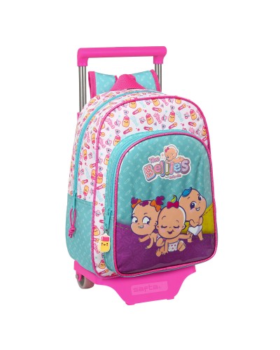 Skolväska med hjul The Bellies 26 x 34 x 11 cm Purpur Turkos Vit