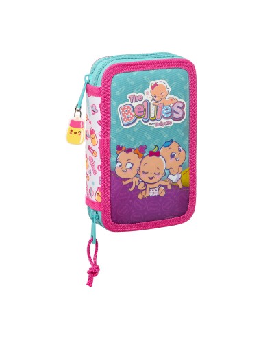 Dubbele etui The Bellies Wit Paars Turkoois 12.5 x 19.5 x 4 cm (28 Onderdelen)