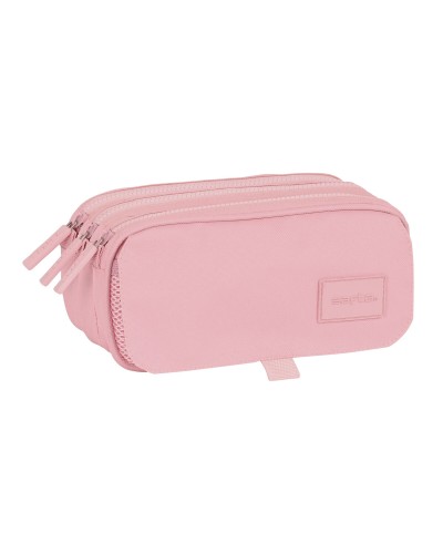 Trousse Fourre-Tout Triple Safta 21,5 x 10 x 8 cm Rose