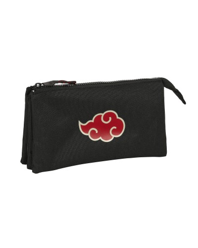 Dreifaches Mehrzweck-Etui Naruto Schwarz 22 x 12 x 3 cm
