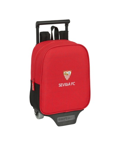Reppu pyörillä Sevilla Fútbol Club Musta Punainen 22 x 27 x 10 cm