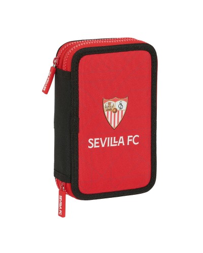 Plumier Doble Sevilla Fútbol Club Negro Rojo 12.5 x 19.5 x 4 cm (28 piezas)