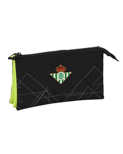 Dreifaches Mehrzweck-Etui Real Betis Balompié Schwarz Neongrün 22 x 12 x 3 cm