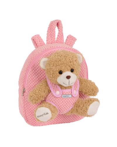 Zaino per Bambini Safta Orsetto di Peluche Rosa 23 x 27 x 7,5 cm