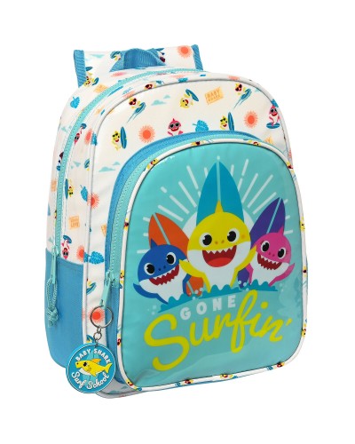 Zaino Scuola Baby Shark Surfing Azzurro Bianco 26 x 34 x 11 cm