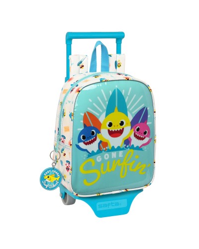 Trolley per la Scuola Baby Shark Surfing Azzurro Bianco 22 x 27 x 10 cm