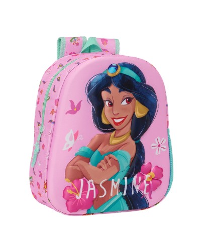 Zaino per Bambini 3D Disney Princess Jasmine Rosa 27 x 33 x 10 cm