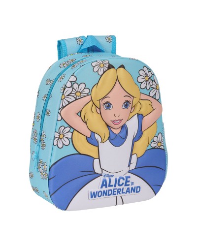 Sac à dos enfant 3D Clásicos Disney Alice in Wonderland Bleu ciel 27 x 33 x 10 cm