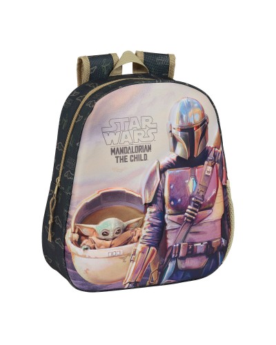 Kinderrucksack 3D The Mandalorian Schwarz Beige 27 x 33 x 10 cm