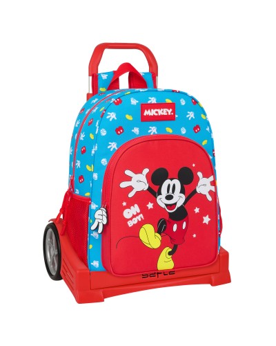 Skolväska med hjul Mickey Mouse Clubhouse Fantastic Blå Röd 33 x 42 x 14 cm