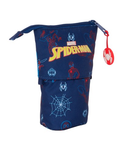 Astuccio Portapenne Spider-Man Neon Blu Marino 8 x 19 x 6 cm