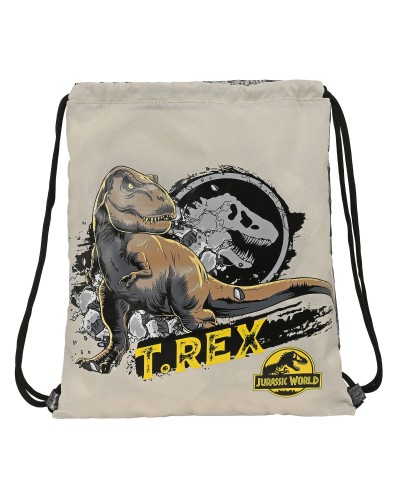 Backpack with Strings Jurassic World Warning Grey 35 x 40 x 1 cm