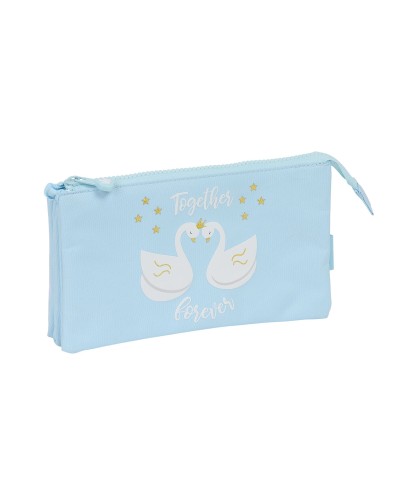 Dreifaches Mehrzweck-Etui Glow Lab Cisnes Hellblau 22 x 12 x 3 cm
