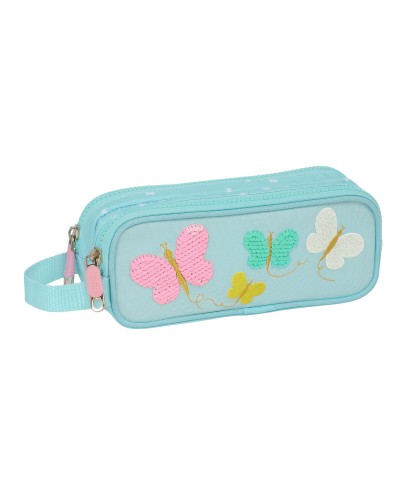 Portatodo Doble Moos Butterflies Azul claro 21 x 8 x 6 cm
