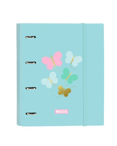 Raccoglitore ad anelli Moos Butterflies Azzurro 27 x 32 x 3.5 cm