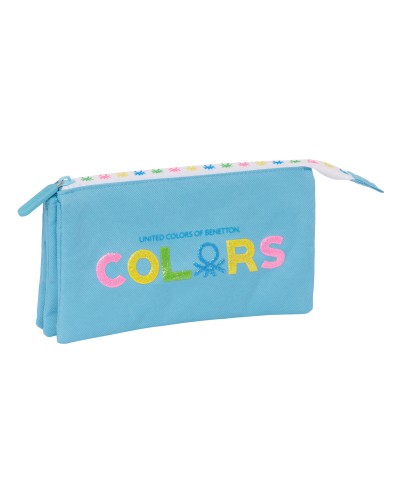 Portatodo Triple Benetton Spring Azul cielo 22 x 12 x 3 cm