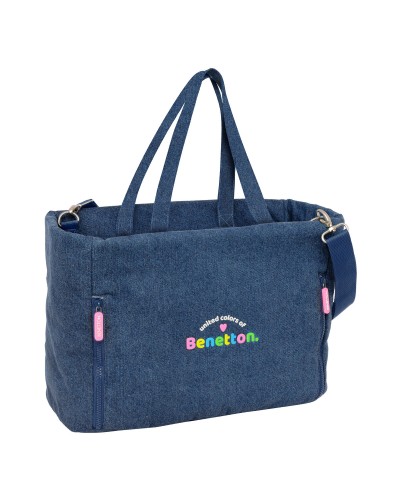 Borsa Benetton Denim Azzurro 40 x 31 x 17 cm