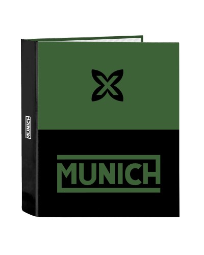 Reliure à anneaux Munich Caviar Vert Noir A4 27 x 33 x 6 cm