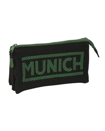 Triple Carry-all Munich Caviar Black 22 x 12 x 3 cm