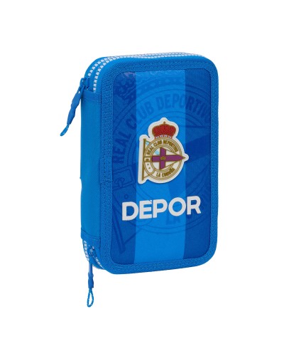 Plumier Doble R. C. Deportivo de La Coruña Azul 12.5 x 19.5 x 4 cm (28 piezas)