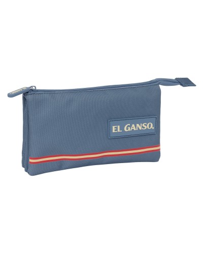 Trousse Fourre-Tout Triple El Ganso Bleu 22 x 12 x 3 cm