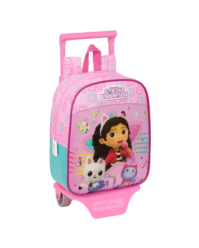 School Rucksack with Wheels Gabby's Dollhouse Party Pink 22 x 27 x 10 cm