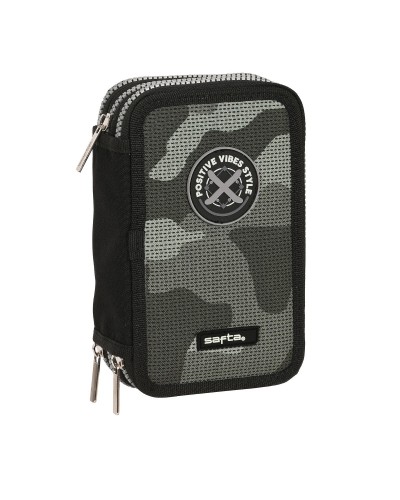 Astuccio per la Scuola con Accessori Safta Stone Nero 12.5 x 19.5 x 5.5 cm 36 Pezzi