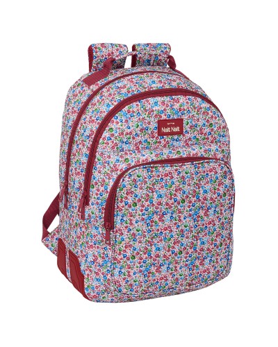 Cartable Nait Nait Flowers Bordeaux 32 x 42 x 15 cm