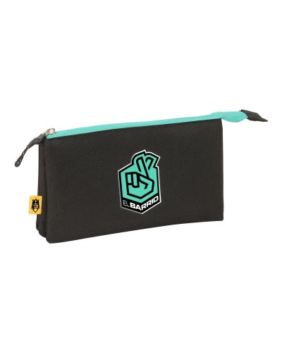 Dreifaches Mehrzweck-Etui Kings League El barrio Schwarz 22 x 12 x 3 cm