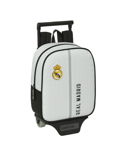 Schulrucksack mit Rädern Real Madrid C.F. Weiß Grau 22 x 27 x 10 cm
