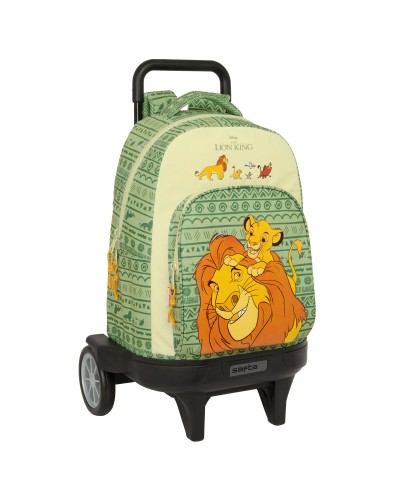 Schoolrugzak met Wielen Mufasa Groen Beige 33 x 45 x 22 cm