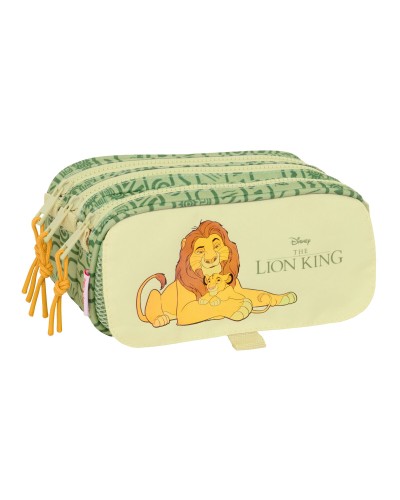 Pennenetui met 3 vakken Mufasa Groen Beige 21,5 x 10 x 8 cm