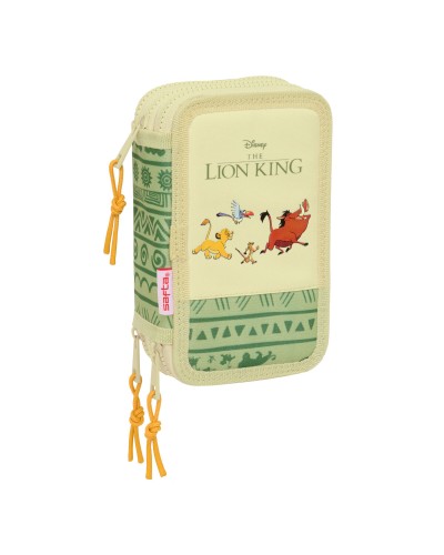 Pochette à crayons triple Mufasa Vert Beige 12,5 x 19,5 x 5,5 cm 37 Pièces