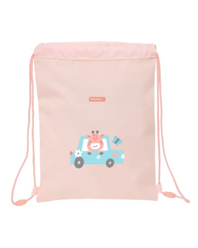 Bolsa Mochila con Cuerdas Safta Jirafa Coral 26 x 34 x 1 cm