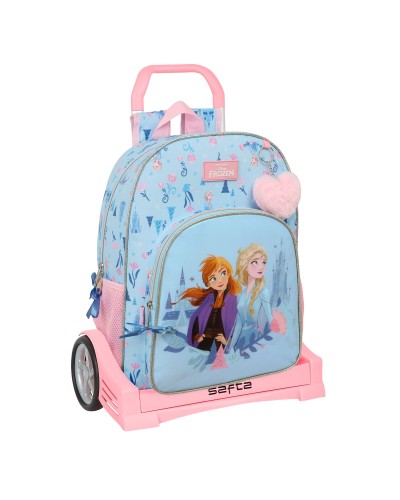 School Rucksack with Wheels Frozen Ice magic Blue 33 x 42 x 14 cm