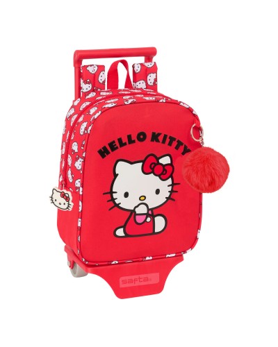 Mochila Escolar Hello Kitty Iconic Blanco Rojo 22 x 27 x 10 cm