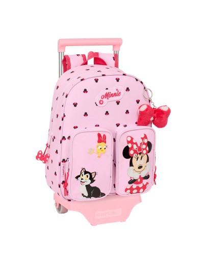 Mochila Escolar con Ruedas Minnie Mouse Naive Rosa 28 x 34 x 10 cm