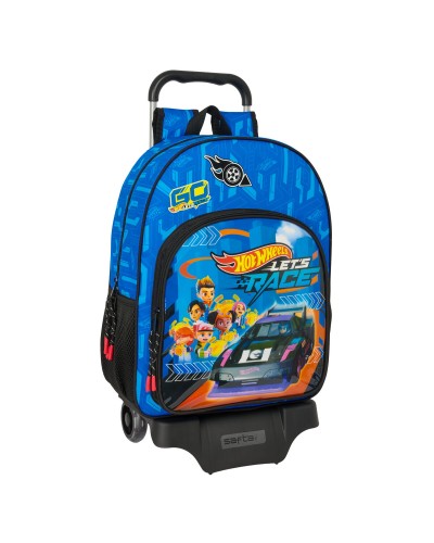 Schoolrugzak met Wielen Hot Wheels Let's race Blauw Zwart 33 x 42 x 14 cm