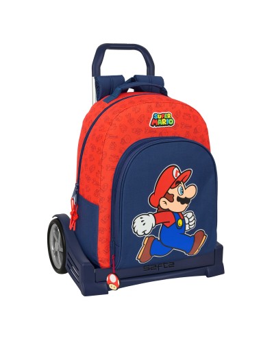 Skolväska med hjul Super Mario Trick Röd Mörkblå 32 x 42 x 15 cm