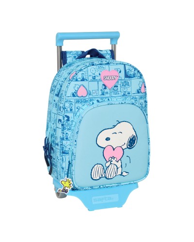 Skolväska med hjul Snoopy Love Blå 26 x 11 x 67 cm 26 x 34 x 11 cm