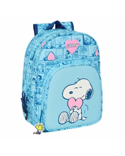 Skolryggsäck Snoopy Love Ljusblå 26 x 34 x 11 cm