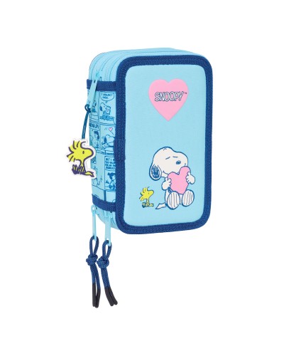 Schooletui met Accessoires Snoopy Love Blauw 12,5 x 19,5 x 5,5 cm 37 Onderdelen